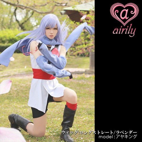 コスプレウィッグ 銀魂 高 さっちゃん ラベンダー系 ロング
